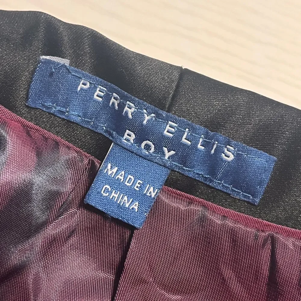 Perry Ellis Boys Burgundy Tuxedo Formal Jacket Sz 18